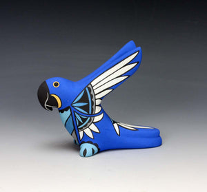 Jemez Pueblo American Indian Pottery Blue Parrot #1 - Darrick Tsosie