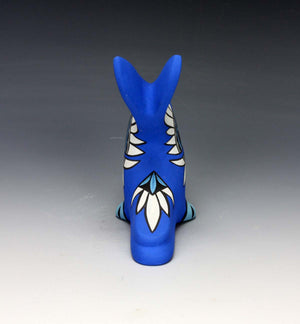 Jemez Pueblo American Indian Pottery Blue Parrot #1 - Darrick Tsosie