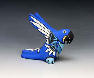 Jemez Pueblo American Indian Pottery Blue Parrot #1 - Darrick Tsosie