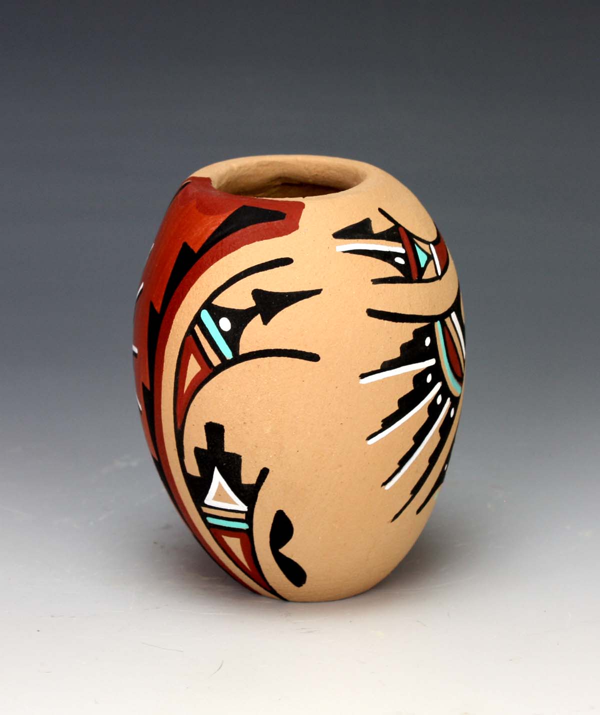 Jemez Pueblo American Indian Pottery Sunface Jar - Marie Chinana