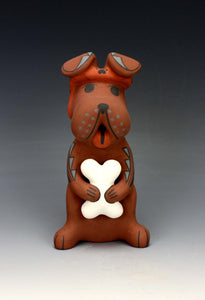 Jemez Pueblo American Indian Pottery Dog with Bandana - Darrick Tsosie