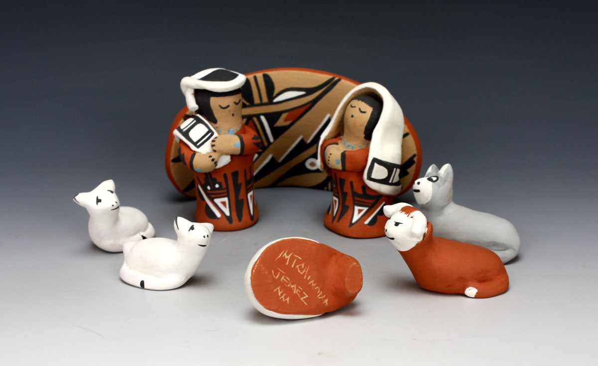 Jemez Pueblo American Indian Pottery Nativity Set #1 - Marie Chinana