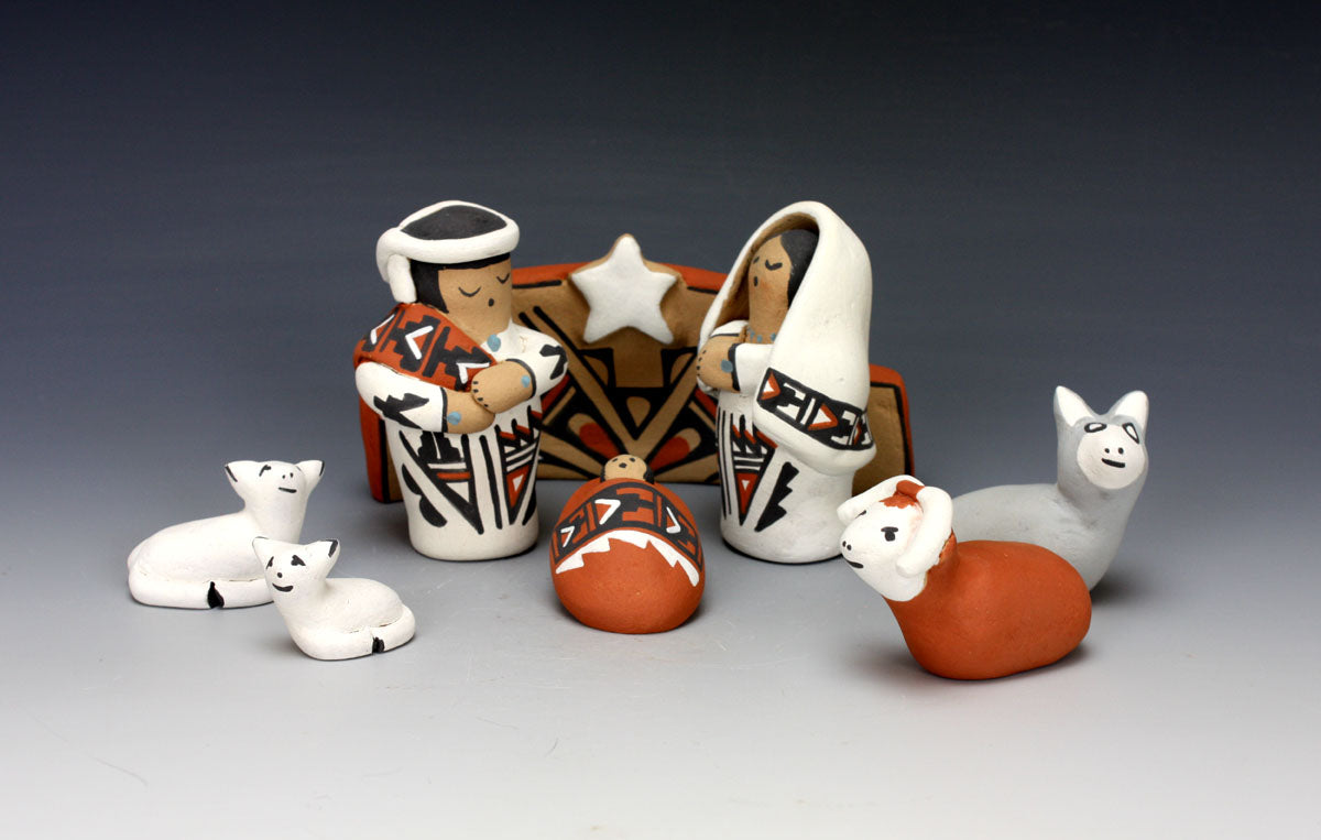 Jemez Pueblo American Indian Pottery Nativity Set #2 - Marie Chinana