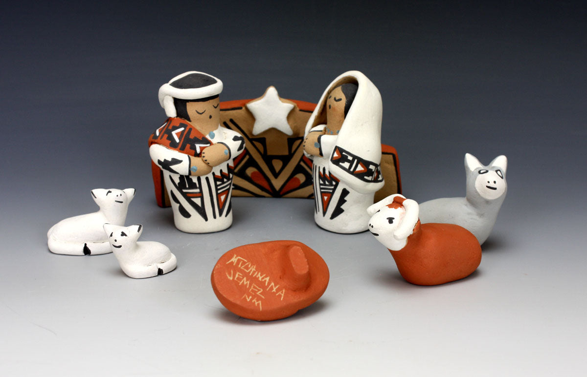 Jemez Pueblo American Indian Pottery Nativity Set #2 - Marie Chinana