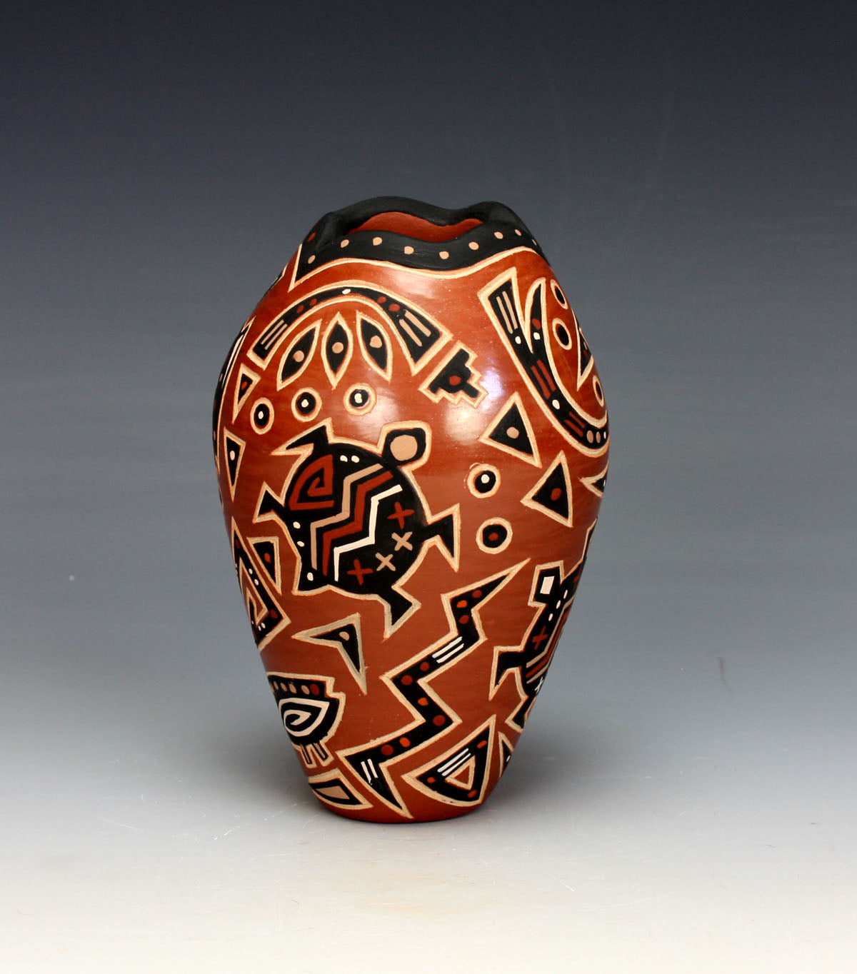 Jemez Pueblo American Indian Pottery Turtle & Fish Vase - Glendora Fragua