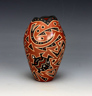 Jemez Pueblo American Indian Pottery Turtle & Fish Vase - Glendora Fragua