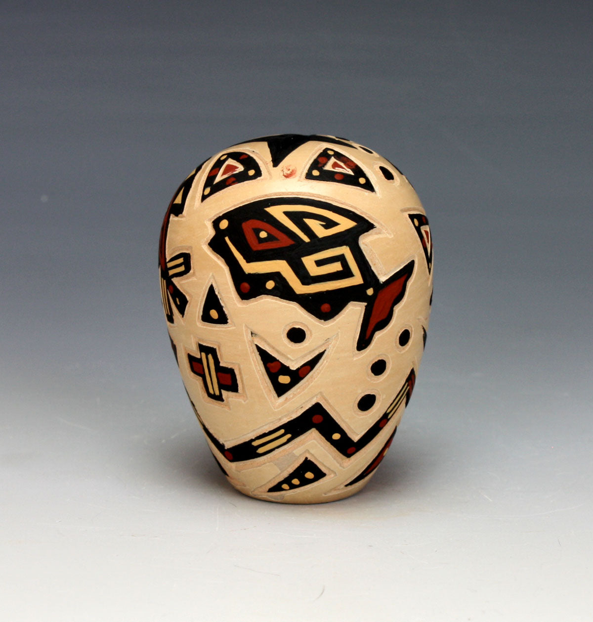 Jemez Pueblo American Indian Pottery Fish Seed Pot - Glendora Fragua