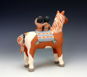 Jemez Pueblo American Indian Pottery Orange Horse Storyteller - Leonard Tsosie