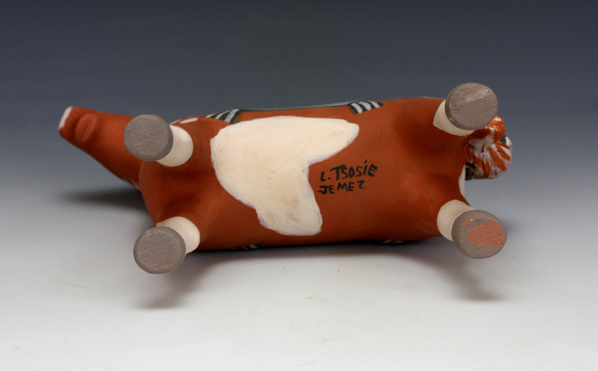 Jemez Pueblo American Indian Pottery Orange Horse Storyteller - Leonard Tsosie