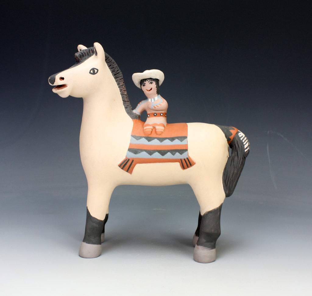 Jemez Pueblo American Indian Pottery Buckskin Horse Storyteller #1 - Leonard Tsosie 