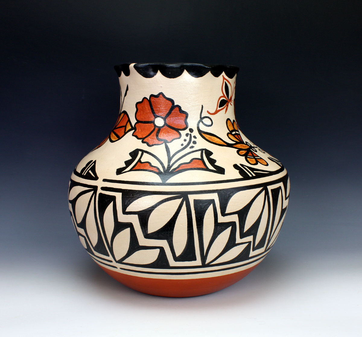 Kewa Pueblo Indian Pottery HUGE Butterfly Jar - Rose Pacheco / Billy Veale