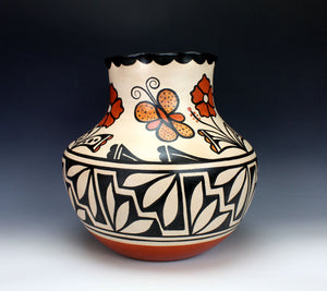 Kewa Pueblo Indian Pottery HUGE Butterfly Jar - Rose Pacheco / Billy Veale