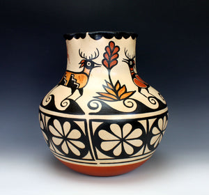 Kewa Pueblo Indian Pottery HUGE Deer Jar - Rose Pacheco / Billy Veale