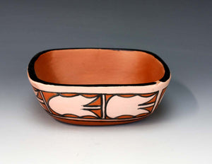 Kewa - Santo Domingo Pueblo American Indian Pottery Square Bowl - Xavier Lucero