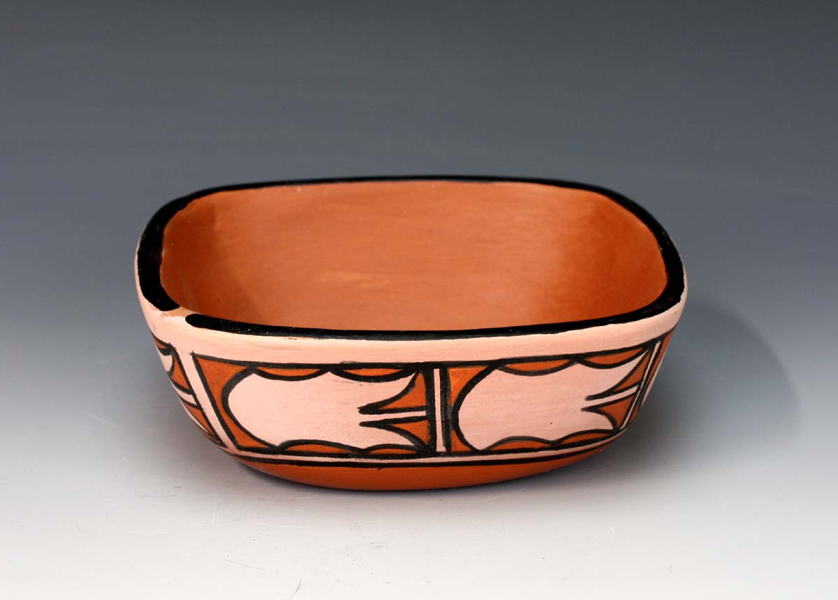 Kewa - Santo Domingo Pueblo American Indian Pottery Square Bowl - Xavier Lucero