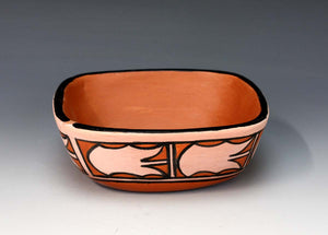 Kewa - Santo Domingo Pueblo American Indian Pottery Square Bowl - Xavier Lucero