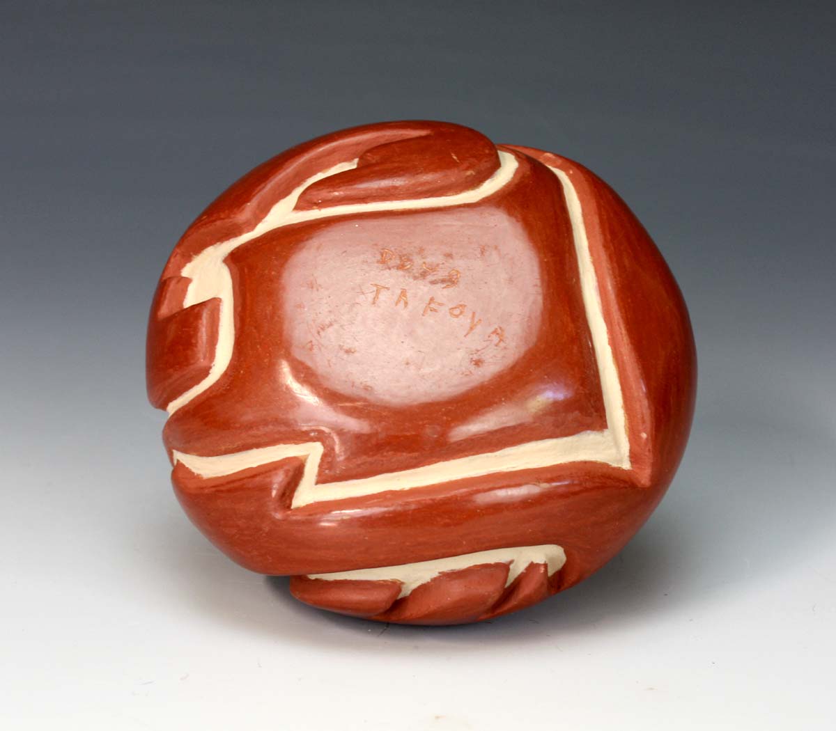 Santa Clara Pueblo Indian Pottery Redware Avanyu Bowl - Doug Tafoya