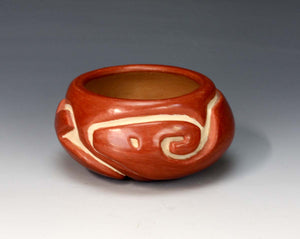 Santa Clara Pueblo Indian Pottery Redware Avanyu Bowl - Doug Tafoya