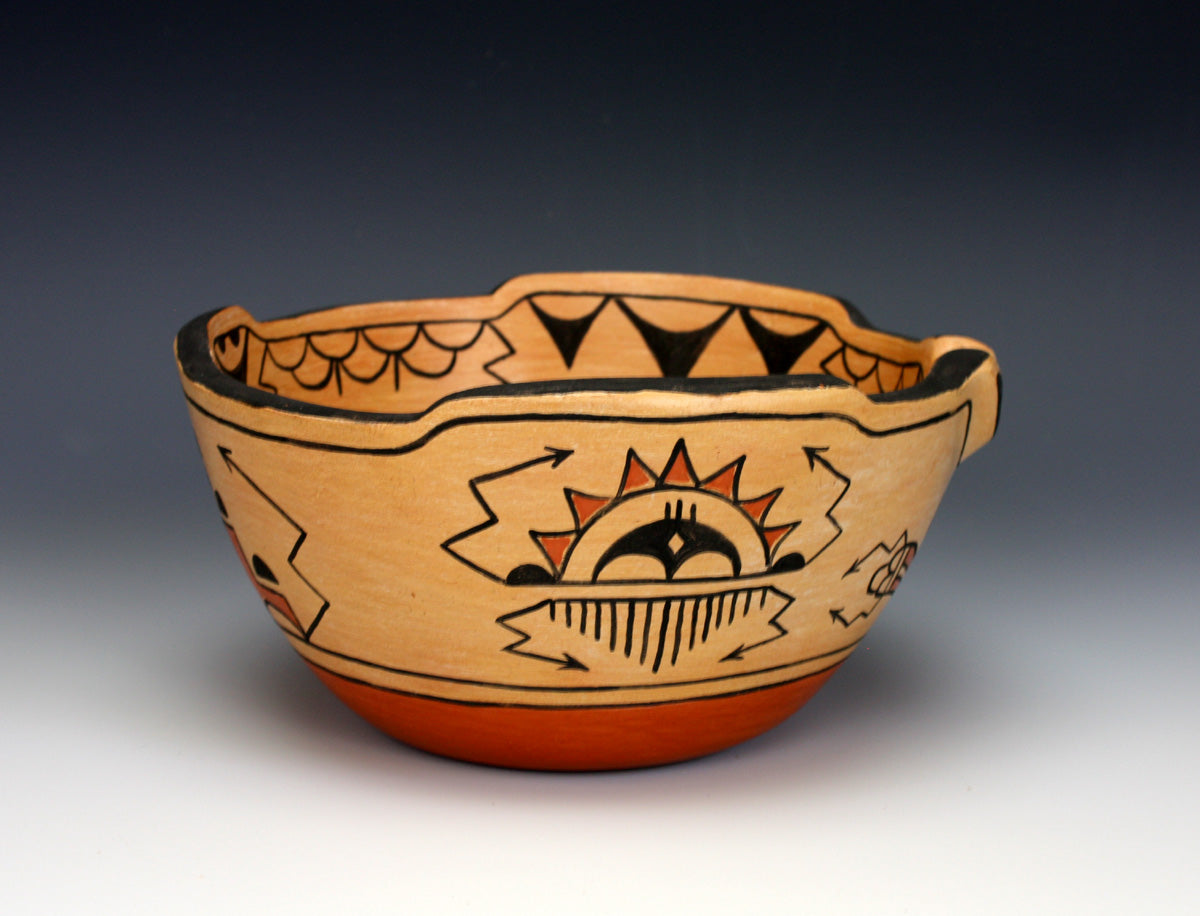 San Felipe Pueblo Native American Pottery Ceremonial Bowl - Ricardo Ortiz