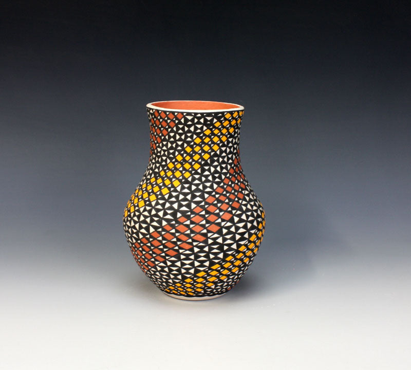 Acoma Pueblo Native American Indian Pottery 3 Color Jar - Melissa C. Antonio