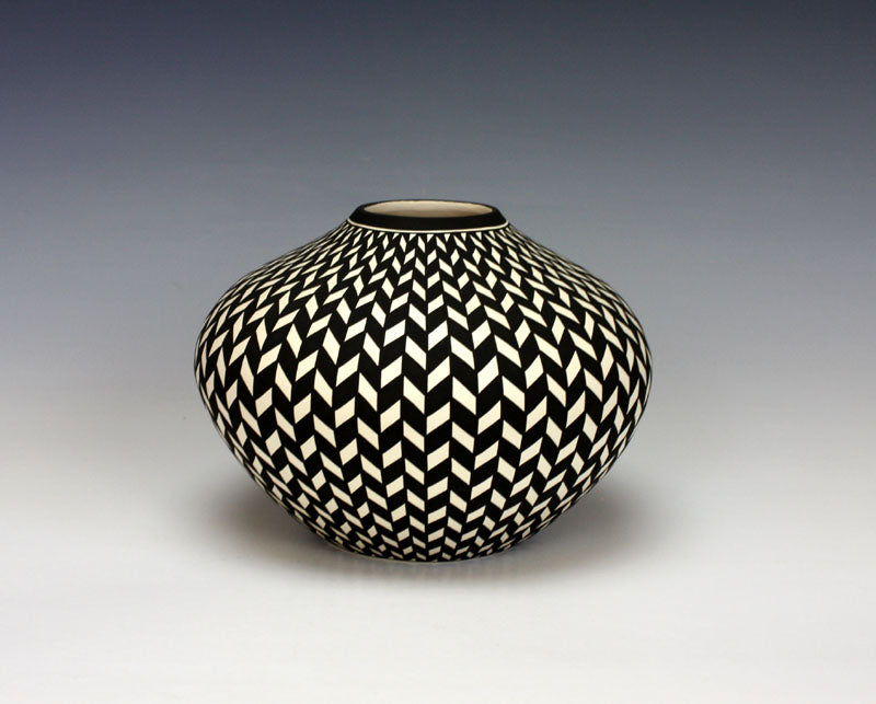 Acoma Pueblo Native American Indian Pottery Eyedazzler Jar #2 - Paula Estevan