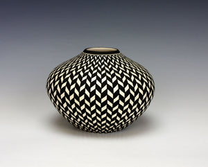 Acoma Pueblo Native American Indian Pottery Eyedazzler Jar #2 - Paula Estevan