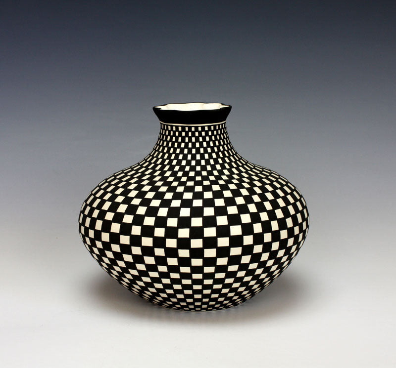 Acoma Pueblo Native American Indian Pottery Eyedazzler Jar #6 - Paula Estevan