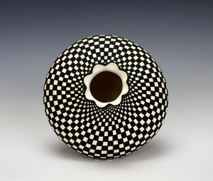Acoma Pueblo Native American Indian Pottery Eyedazzler Jar #6 - Paula Estevan