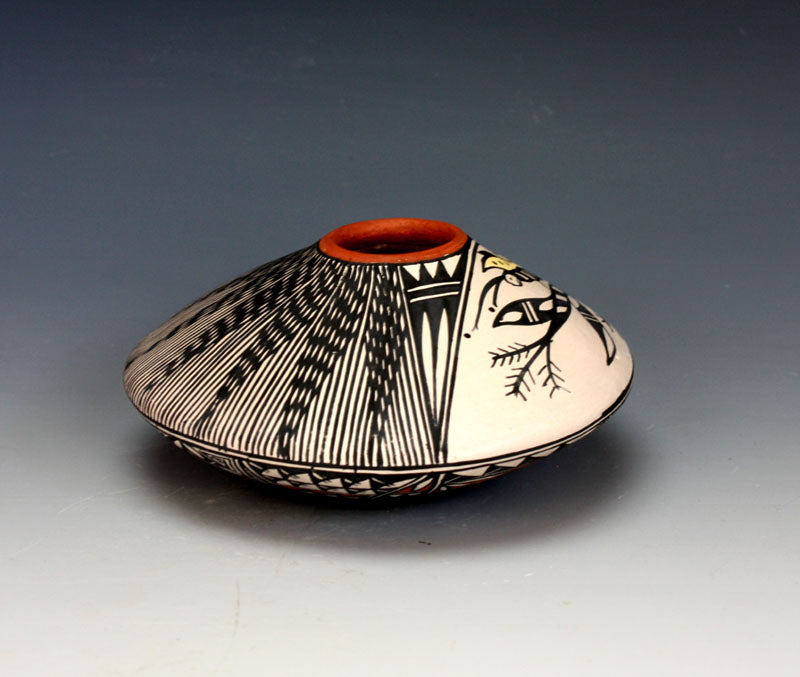 Acoma Pueblo Native American Indian Pottery Butterfly Seed Pot - Ruth Estevan