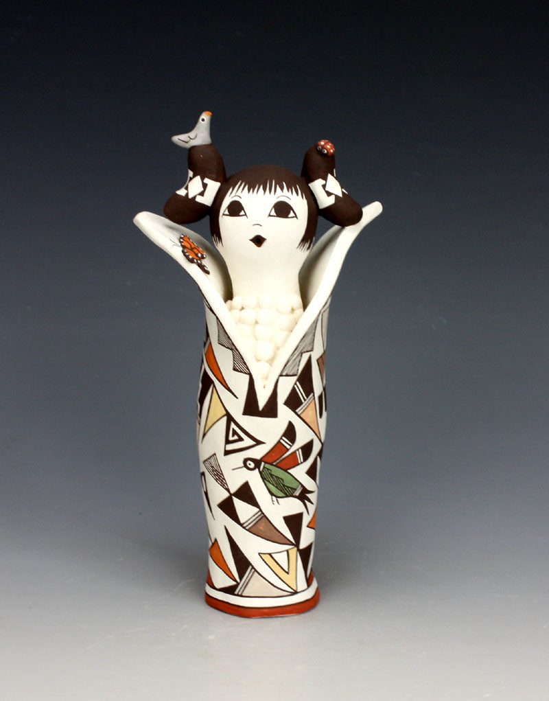 Acoma Pueblo Native American Indian Pottery Cornmaiden #5 - Judy Lewis