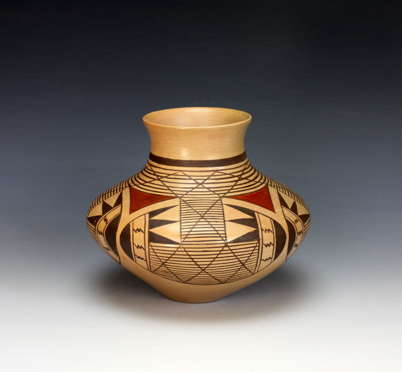 Hopi American Indian Pottery Bat Wing Jar - Jeremy Adams Nampeyo