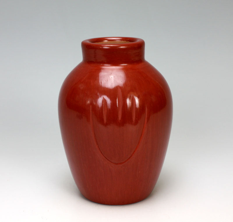 Santa Clara Pueblo Indian Pottery Red Bear Paw Jar #1 - Alvin Baca