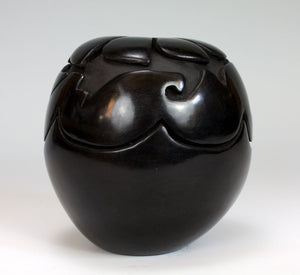 Santa Clara Pueblo Indian Pottery Carved Seed Pot - Mida Tafoya