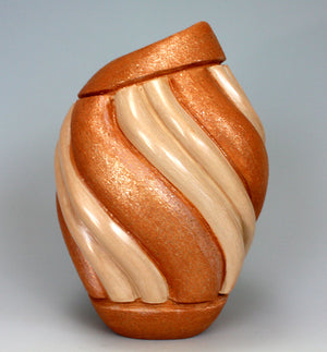 Jemez Pueblo American Indian Pottery Swirl Melon Vase - Gabriel Gonzales