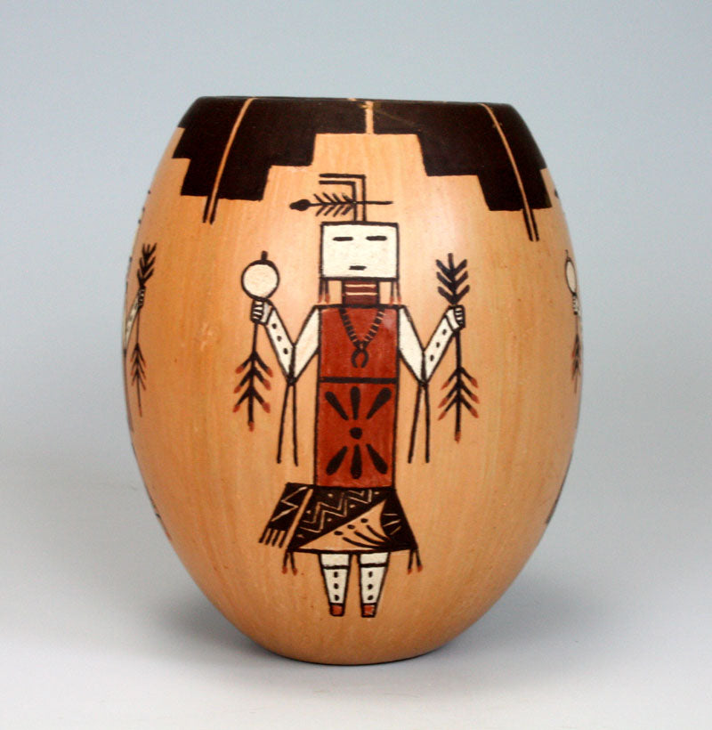 Navajo Native American Indian Pottery Yei Figure Hopi Vase - Ida Sahmie