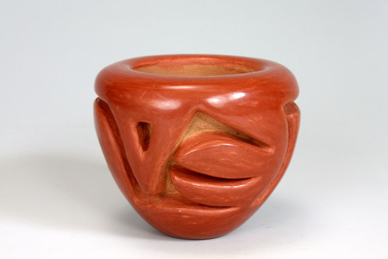Santa Clara Pueblo Indian Pottery Deep Carved Vase - Mary Scarborough