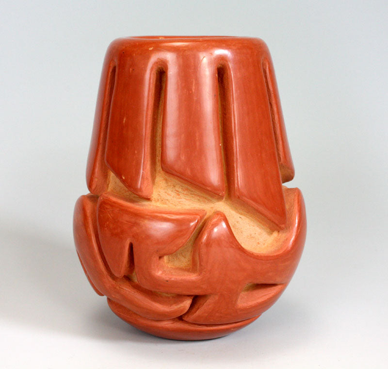 Santa Clara Pueblo Indian Pottery Feather Avanyu Vase - Mary Scarborough
