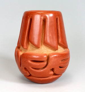 Santa Clara Pueblo Indian Pottery Feather Avanyu Vase - Mary Scarborough