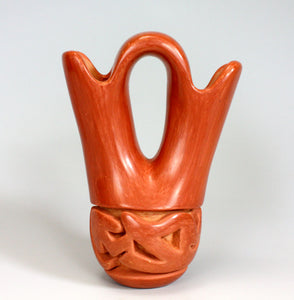 Santa Clara Pueblo Indian Pottery Red Ware Wedding Vase - Mary Scarborough