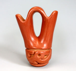 Santa Clara Pueblo Indian Pottery Red Ware Wedding Vase - Mary Scarborough