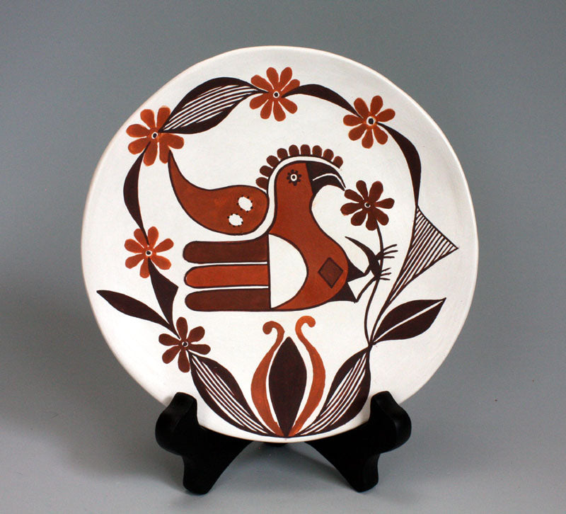 Acoma Pueblo Native American Indian Pottery Parrot Plate - Lorraine Aragon