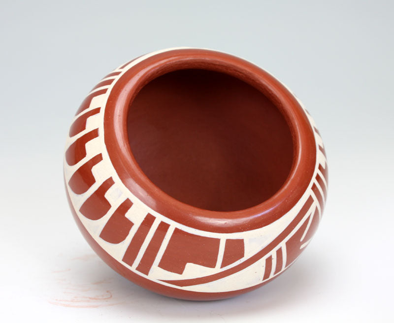 San Ildefonso Pueblo Indian Pottery Redware Feather Bowl - Brenda Fender