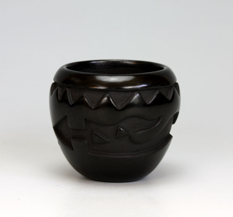Santa Clara Pueblo Indian Pottery Reverse Avanyu Bowl - Frances Naranjo