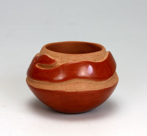 Santa Clara Pueblo Indian Pottery Redware Avanyu Bowl - Frances Naranjo