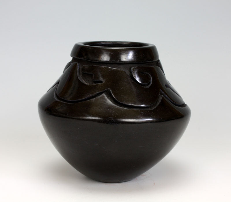 Santa Clara Pueblo Indian Pottery Carved Avanyu Vase - Mida Tafoya