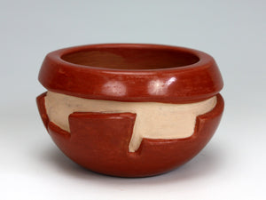 Santa Clara Pueblo Indian Pottery Red Carved Bowl #2 - Mary Cain