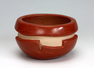 Santa Clara Pueblo Indian Pottery Red Carved Bowl #2 - Mary Cain