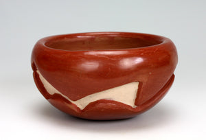 Santa Clara Pueblo Indian Pottery Red Carved Bowl #5 - Mary Cain