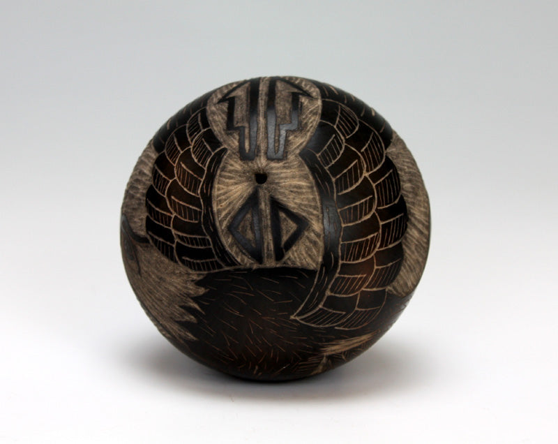 Santa Clara Pueblo Indian Pottery Eagle Seed Pot - Melvin Moquino