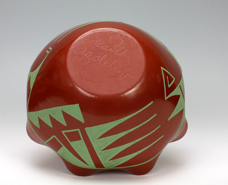 San Ildefonso Pueblo Indian Pottery Scalloped Bowl - Martha Appleleaf